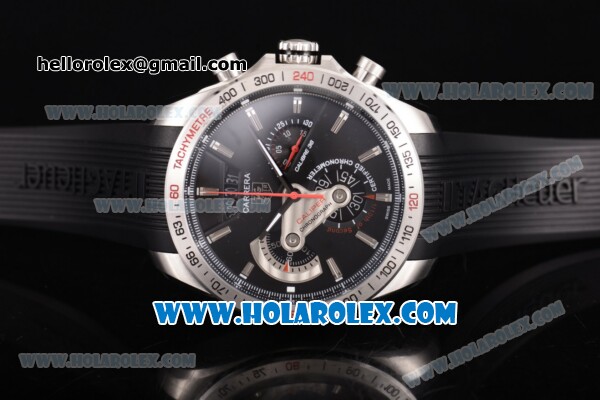 Tag Heuer Grand Carrera Calibre 36 Chrono Miyota Quartz Steel Case with Black Dial and Stick Markers - Click Image to Close